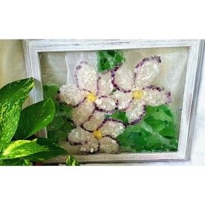 Frangipani Art, Rose Quartz, Sea Glass, Green Adventurine, Flourite